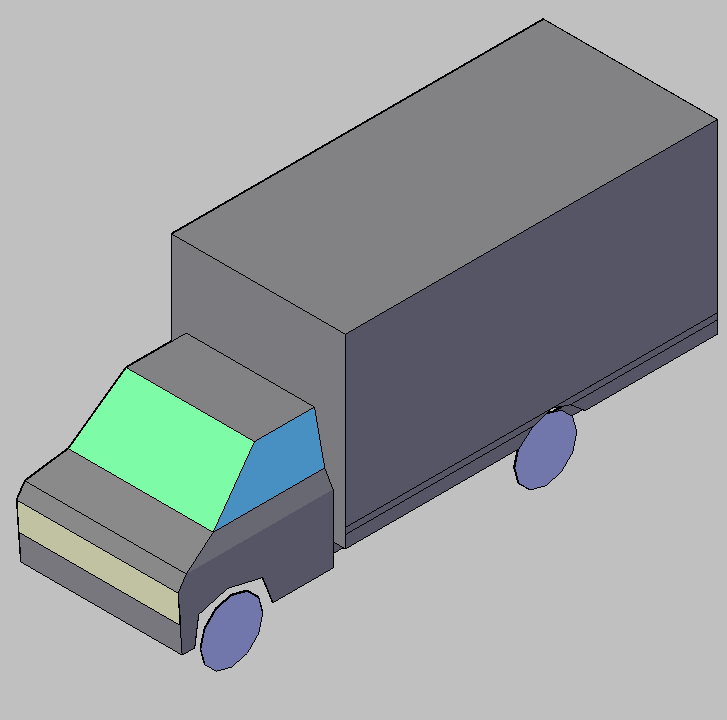 Bloque Autocad Vista de Camioneta pequeña Bibliot. 2D-3D en 3D simple